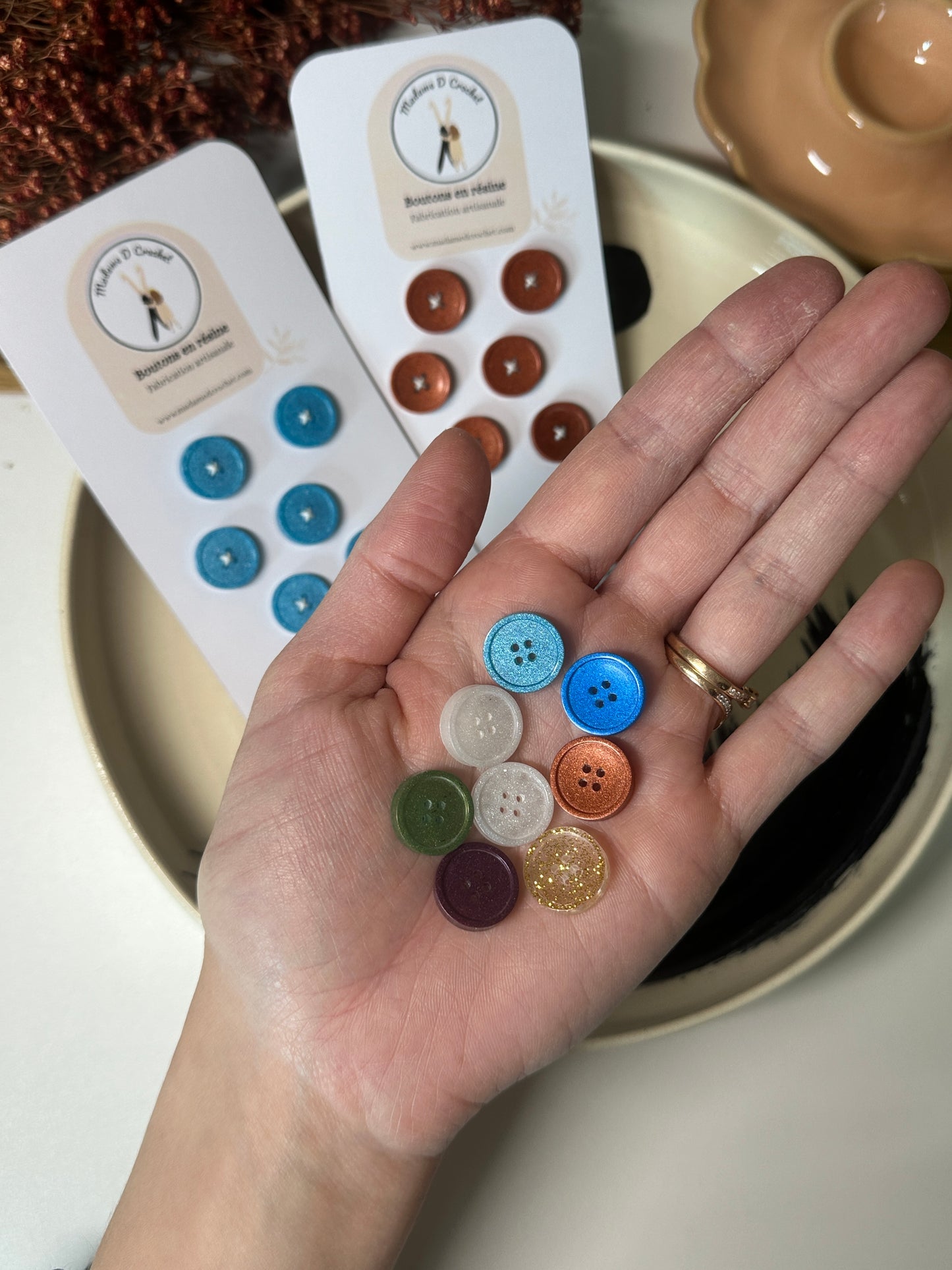 Boutons pailletés 15mm avec bordure
