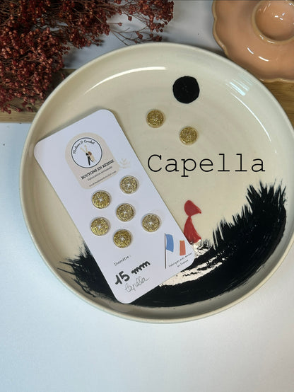 Boutons pailletés 15mm lisse