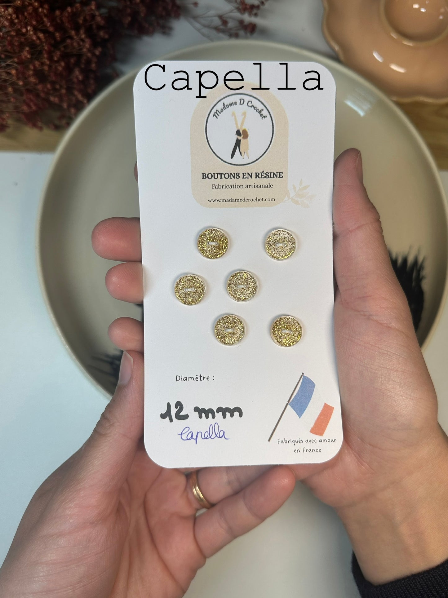 Boutons pailletés 12mm lisse